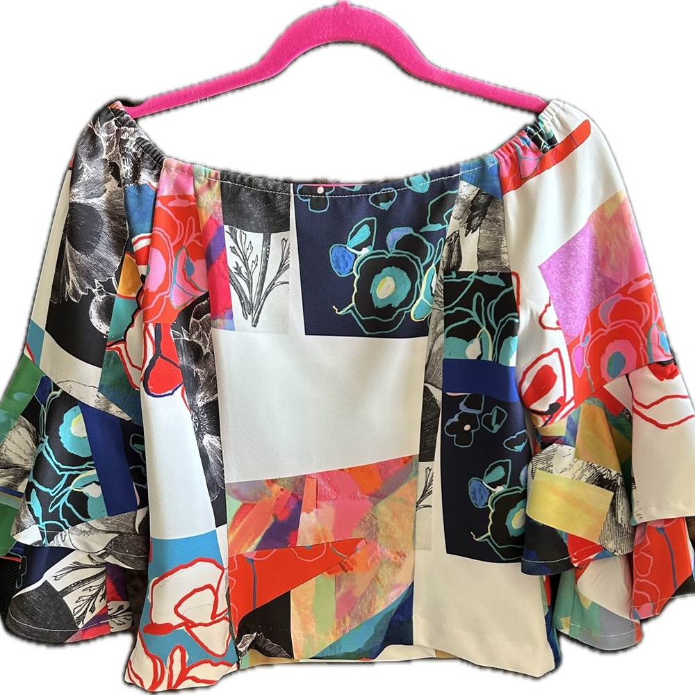 Colorful Abstract Off-Shoulder Top - Picture 4 of 8